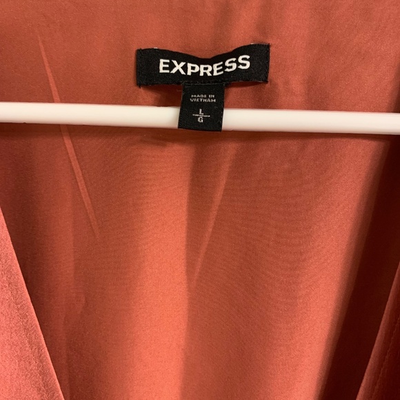 Express satin wrap dress Medium and Large, terracotta, rose/orange - Picture 5 of 7